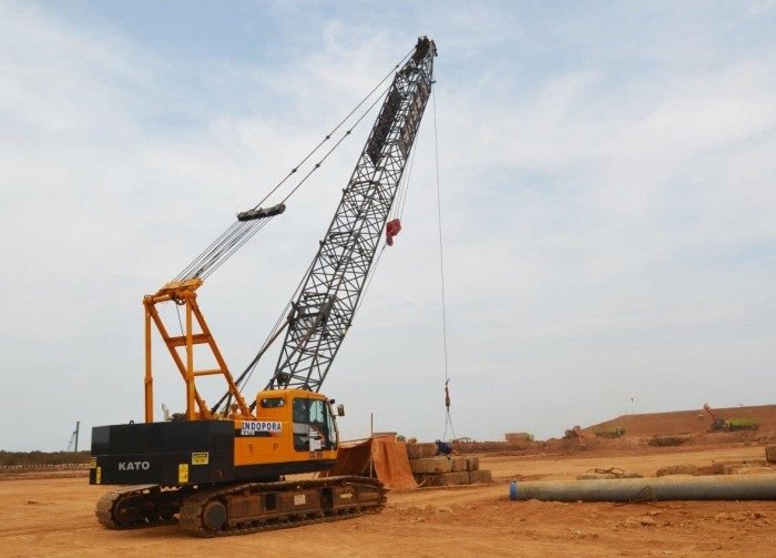 Crawler crane working on site