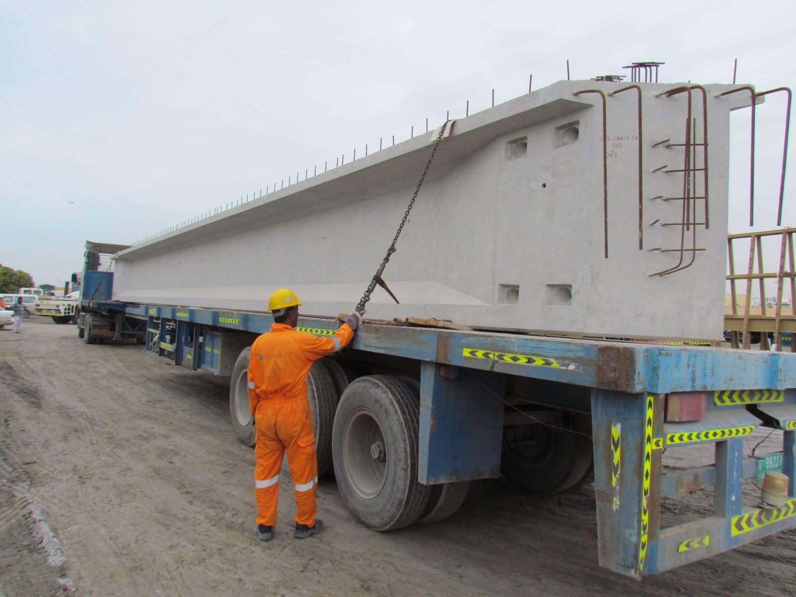 Precast girder on a specialised trailer
